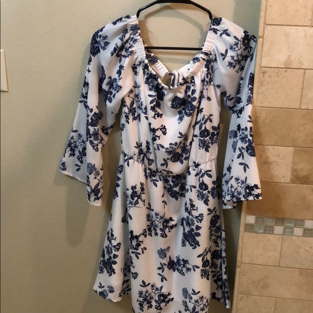 Blue and white floral dress